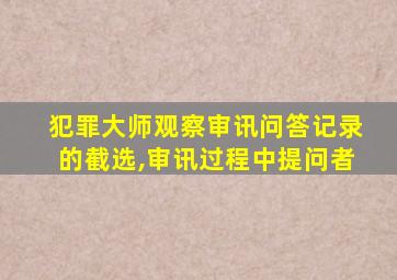 犯罪大师观察审讯问答记录的截选,审讯过程中提问者