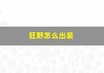 狂野怎么出装