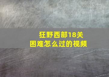 狂野西部18关困难怎么过的视频