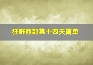 狂野西部第十四天简单