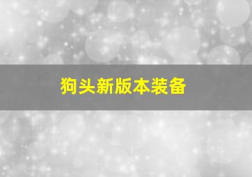 狗头新版本装备