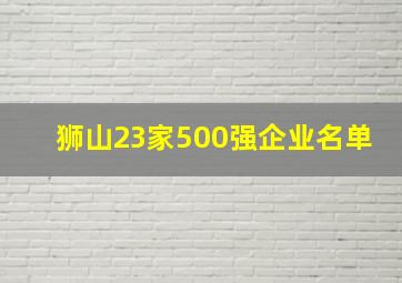 狮山23家500强企业名单