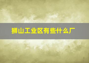 狮山工业区有些什么厂