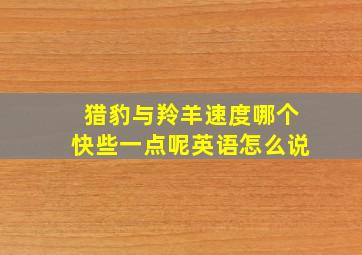 猎豹与羚羊速度哪个快些一点呢英语怎么说