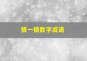 猜一猜数字成语