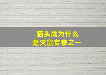 猫头鹰为什么是灭鼠专家之一