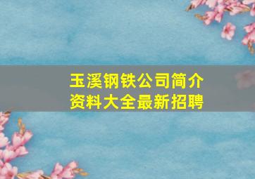 玉溪钢铁公司简介资料大全最新招聘