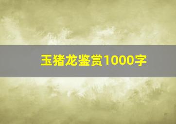 玉猪龙鉴赏1000字