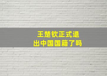 王楚钦正式退出中国国籍了吗