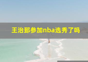 王治郅参加nba选秀了吗