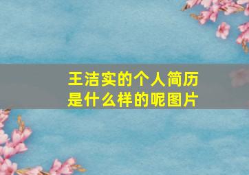 王洁实的个人简历是什么样的呢图片