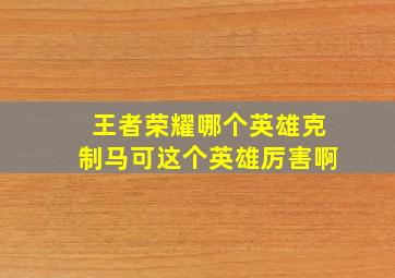 王者荣耀哪个英雄克制马可这个英雄厉害啊