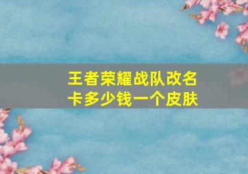 王者荣耀战队改名卡多少钱一个皮肤