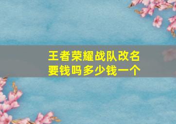 王者荣耀战队改名要钱吗多少钱一个