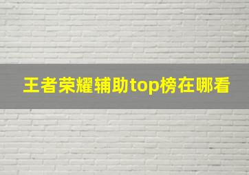 王者荣耀辅助top榜在哪看