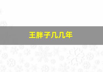 王胖子几几年