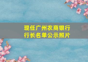 现任广州农商银行行长名单公示照片