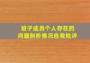 班子成员个人存在的问题剖析情况自我批评