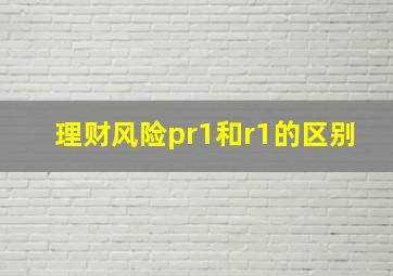 理财风险pr1和r1的区别