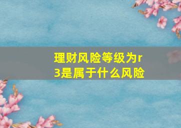 理财风险等级为r3是属于什么风险