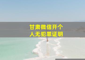 甘肃微信开个人无犯罪证明