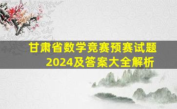 甘肃省数学竞赛预赛试题2024及答案大全解析