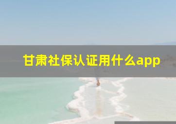 甘肃社保认证用什么app