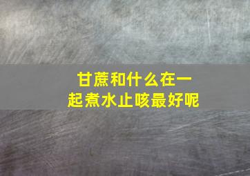 甘蔗和什么在一起煮水止咳最好呢