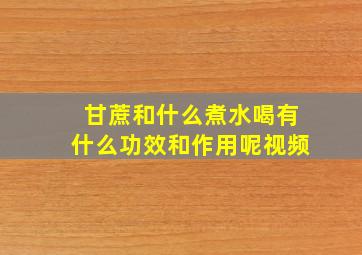 甘蔗和什么煮水喝有什么功效和作用呢视频