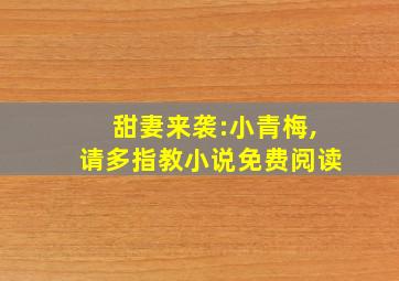 甜妻来袭:小青梅,请多指教小说免费阅读