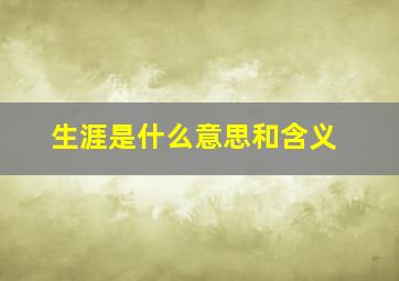 生涯是什么意思和含义