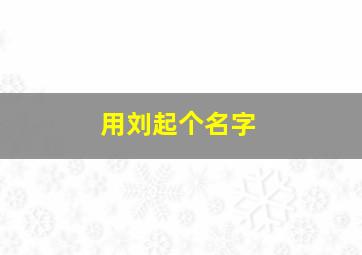 用刘起个名字