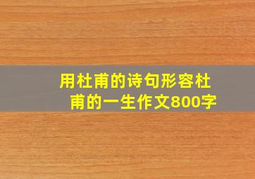 用杜甫的诗句形容杜甫的一生作文800字