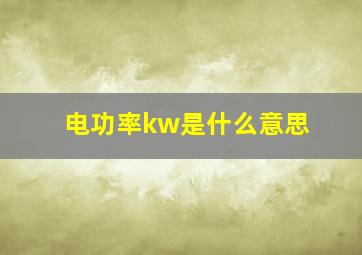 电功率kw是什么意思