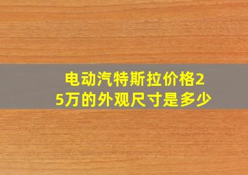 电动汽特斯拉价格25万的外观尺寸是多少