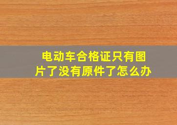 电动车合格证只有图片了没有原件了怎么办