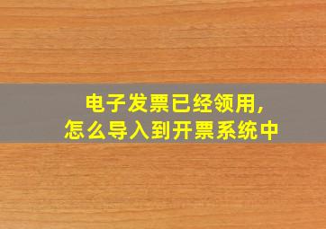 电子发票已经领用,怎么导入到开票系统中