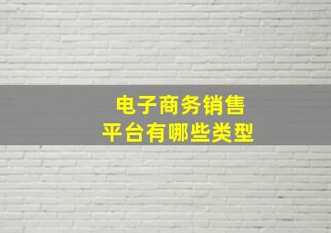 电子商务销售平台有哪些类型