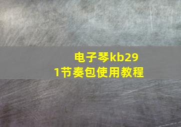 电子琴kb291节奏包使用教程