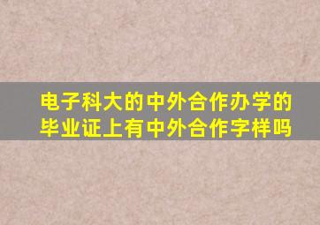 电子科大的中外合作办学的毕业证上有中外合作字样吗