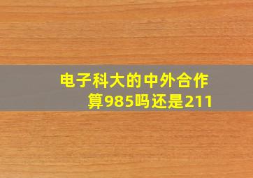 电子科大的中外合作算985吗还是211