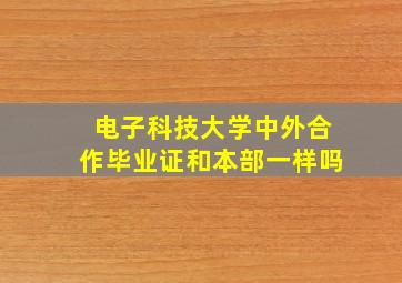 电子科技大学中外合作毕业证和本部一样吗