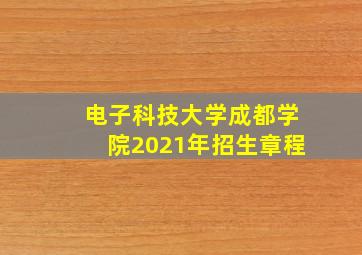 电子科技大学成都学院2021年招生章程