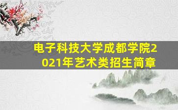 电子科技大学成都学院2021年艺术类招生简章