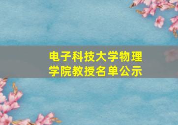 电子科技大学物理学院教授名单公示