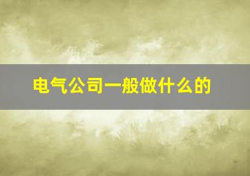 电气公司一般做什么的