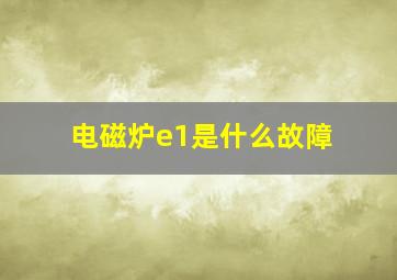 电磁炉e1是什么故障