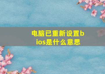 电脑已重新设置bios是什么意思