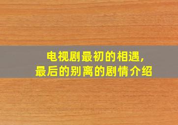 电视剧最初的相遇,最后的别离的剧情介绍