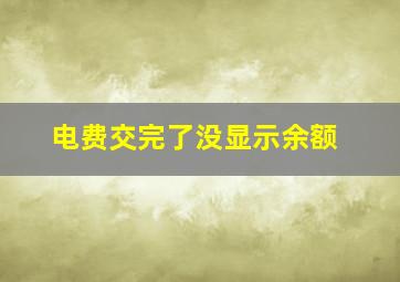 电费交完了没显示余额